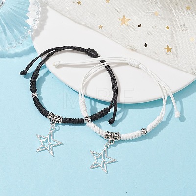 2Pcs 2 Color Alloy Star Charm Bracelets Set BJEW-TA00394-1