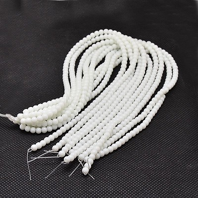 Opaque Solid Color Glass Round Beads Strands X-GLAA-F032-8mm-01-1