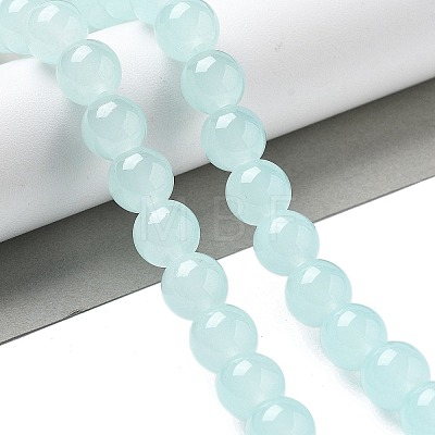 Imitation Jade Glass Round Beads Strands GLAA-A016-01C-1