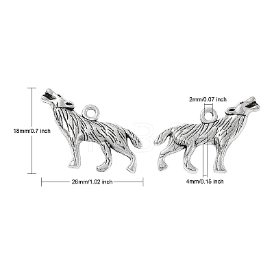 Tibetan Style Alloy Howling Wolf Pendants LF1753Y-NF-1