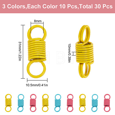 GOMAKERER 30Pcs 3 Colors Spray Painted Carbon Steel Spring Double-hole Connector Charms FIND-GO0001-34-1