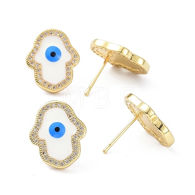 Hamsa Hand /Hand of Miriam with Evil Eye Real 18K Gold Plated Earrings for Men Women Gift ZIRC-C021-37G-1