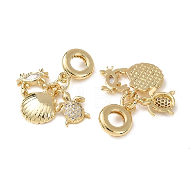 Ocean Brass Pave Clear Cubic Zirconia European Dangle Charms KK-H278-03G-09-1