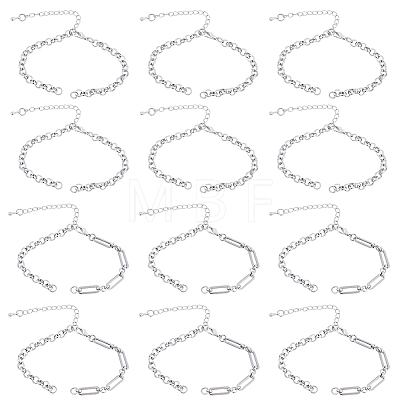12Pcs 2 Styles 304 Stainless Steel Chain Bracelet Making AJEW-BM00003-1