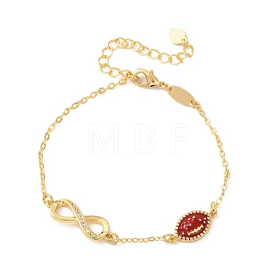 Sports Brass Micro Pave Cubic Zirconia Infinity Link Bracelets LS-BJEW-D386-01C-G-1
