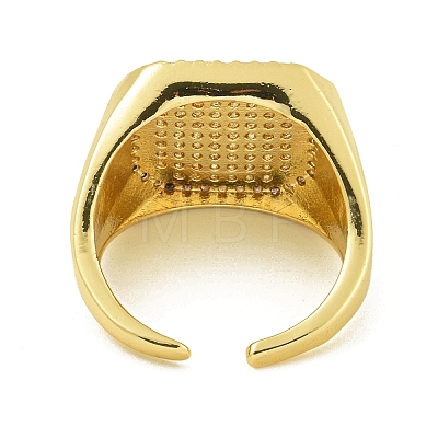 Brass with Cubic Zirconia Open Cuff Rings RJEW-U011-06A-G-1