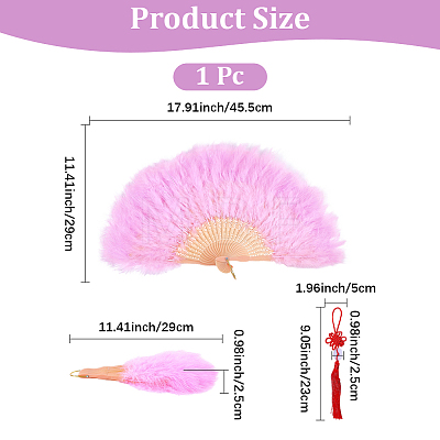 Plastic & Feather Folding Fan AJEW-WH20130-171B-1