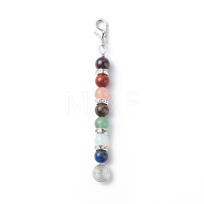 7 Gemstone Beaded Pendant Decoration HJEW-JM00758-1