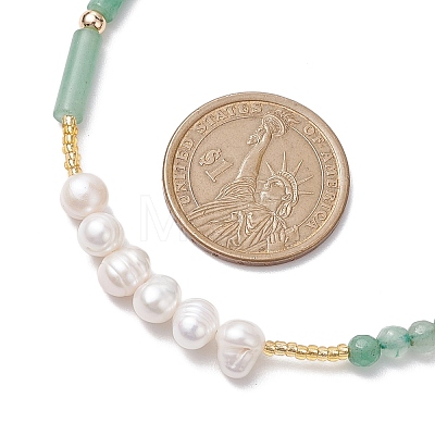 Natural Gemstone & Natural Pearl & Glass Seed Beaded Necklaces for Women NJEW-JN05094-1