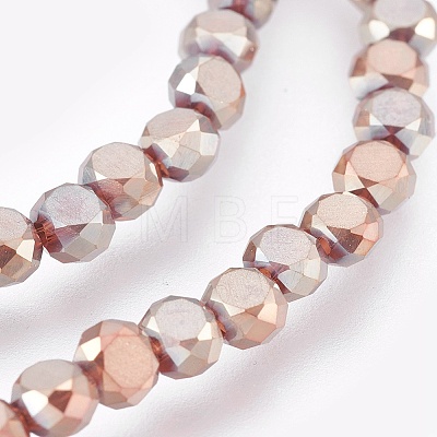 Full Rainbow Plated Frosted Glass Faceted Flat Round Beads Strands EGLA-A033-F4mm-FR10-1
