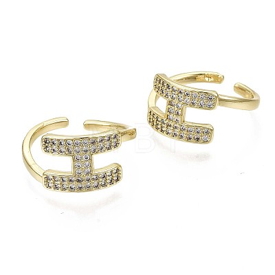 Brass Micro Pave Clear Cubic Zirconia Cuff Rings RJEW-S044-114-NF-1