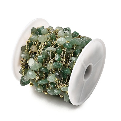 Handmade Natural Green Aventurine Chip Beaded Chains CHC-F020-09G-12-1