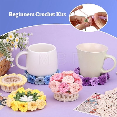 DIY Floral Coaster Display Decoration Crochet Kit PW-WGF240C-01-1