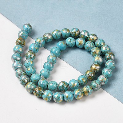 Synthetic Turquoise Dyed Camouflage Beads Strands G-E594-24O-A-1