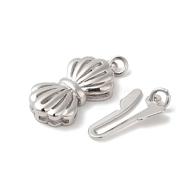 Rhodium Plated 925 Sterling Silver Box Clasps STER-G038-17P-1