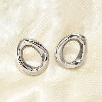 304 Stainless Steel Oval Stud Earrings EJEW-M073-06P-1