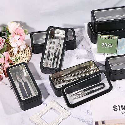 Clear Window Iron Storage Boxes for Jewelry & Small Items CON-WH0085-256-1