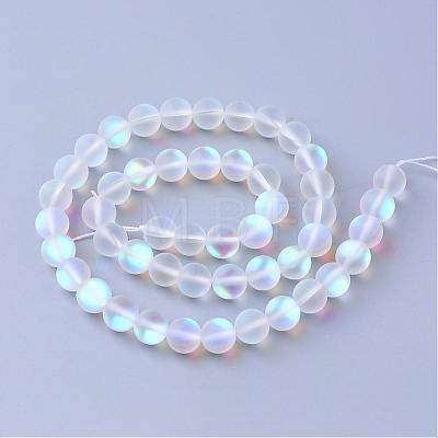 Synthetic Moonstone Beads Strands G-R375-8mm-A13-1