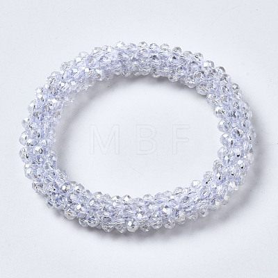 Faceted Transparent Glass Beads Stretch Bracelets BJEW-S144-002C-06-1