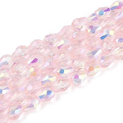 Transparent Electroplate Glass Beads Strands EGLA-N023-6x8mm-A03-1