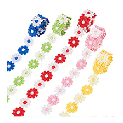 7.5 Yrads 5 Colors Polyester Flower Lace Trim Ribbon OCOR-PH0005-67-1