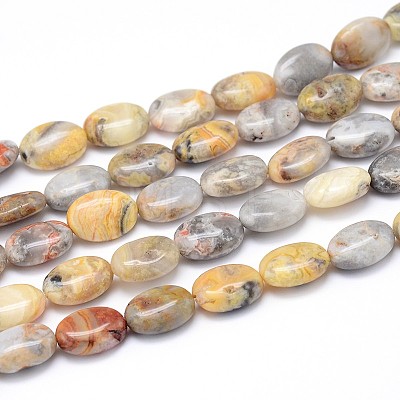 Natural Crazy Agate Flat Oval Bead Strands G-M206-18-1