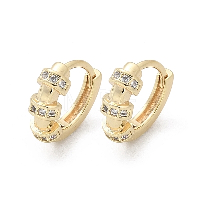 Brass Clear Cubic Zirconia Hoop Earrings EJEW-Q014-25G-1