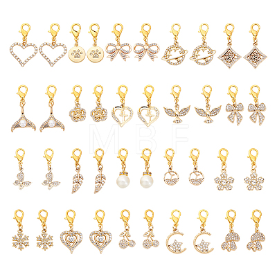 20Pcs 10 Styles Alloy Rhinestone Shoe Charms HJEW-ME00151-1