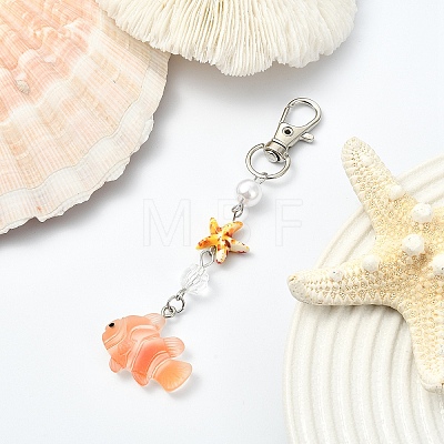 ABS Plastic Imitation Pearl & Synthetic Turquoise & Resin Pendant Decorations HJEW-YW00313-02-1