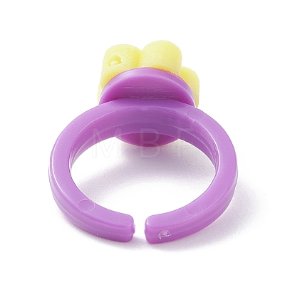 Handmade Flower Polymer Clay Cuff Ring for Teen Girl Women RJEW-JR00403-1