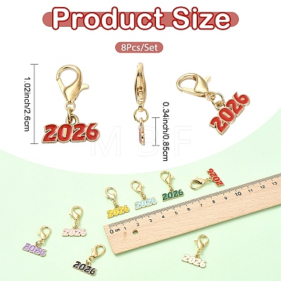 8Pcs Alloy Enamel Pendant Decorations HJEW-YW00354-1