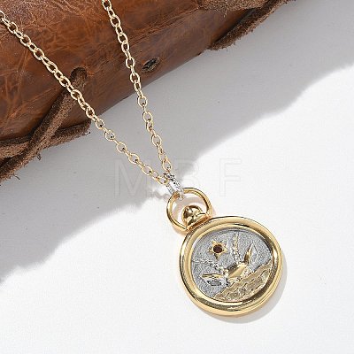 Brass Twelve Constellations Tarot Pendant Necklaces NJEW-Q006-01L-G-1