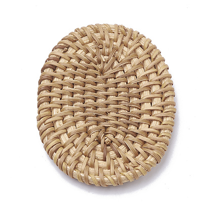 Handmade Reed Cane/Rattan Woven Beads X-WOVE-Q075-05-1