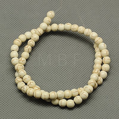 1 Strand Dyed Lemon Chiffon Round Synthetic Turquoise Beads Strands X-TURQ-G106-6mm-02Q-1
