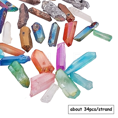 Olycraft Electroplated Natural Quartz Crystal Bead Strands G-OC0001-53-1