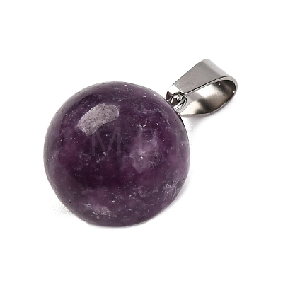 Round Natural Lepidolite Pendants G-Q434-20-1