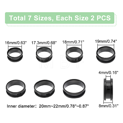 Unicraftale 14pcs 7 size Unisex Titanium Steel Grooved Finger Ring Sets RJEW-UN0002-65EB-1