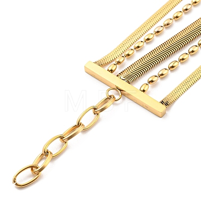 304 Stainless Steel Chains Multi-strand Bracelet for Women BJEW-G674-01B-G-1