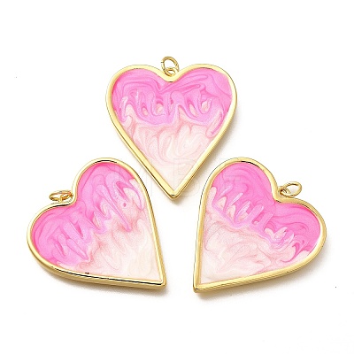 Brass Enamel Pendants KK-Q043-30G-01-1