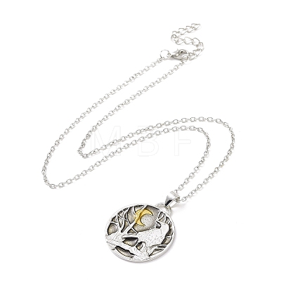 Retro Alloy Crow & Moon Pendant Necklace for Women NJEW-B085-02-1