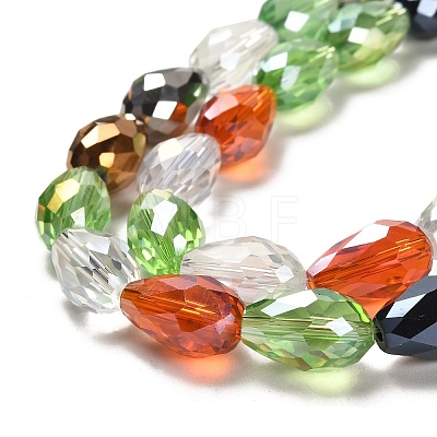 Faceted Teardrop Glass Beads Strands X-GS053-AB-1
