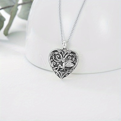 Vintage Alloy Embossed Fairy Heart Pendant Necklaces for Women WGC7509-01-1