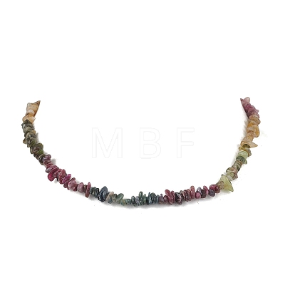 Natural Multicolor Tourmaline Chip Beaded Necklaces NJEW-JN05802-1