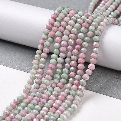 Faceted Electroplated Glass Beads Strands GLAA-C023-02-C17-1