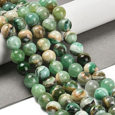 Natural Green Line Jasper  Beads Strands G-B128-A03-04-1