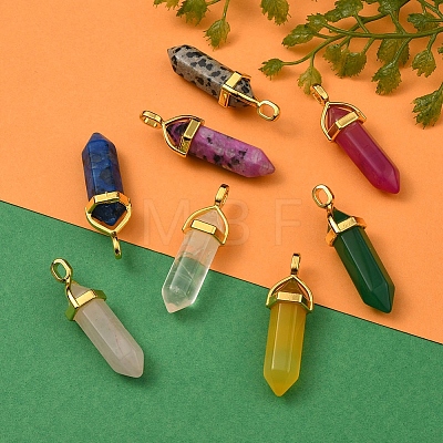 Natural Mixed Gemstone Pointed Pendants G-CJ0001-30-1