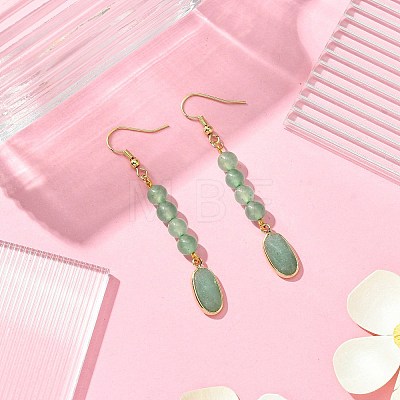 Green Aventurine Dangle Earring for Women EJEW-JE05928-01-1