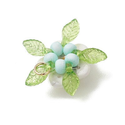 Natural Howlite & Glass Pendants PALLOY-MZ01192-01-1