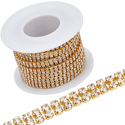 Golden Iron Rhinestone Strass Chains CH-WH0009-04G-01-1