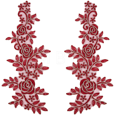 Flower Polyester Embroidery Lace Appliques DIY-WH20011-03E-1